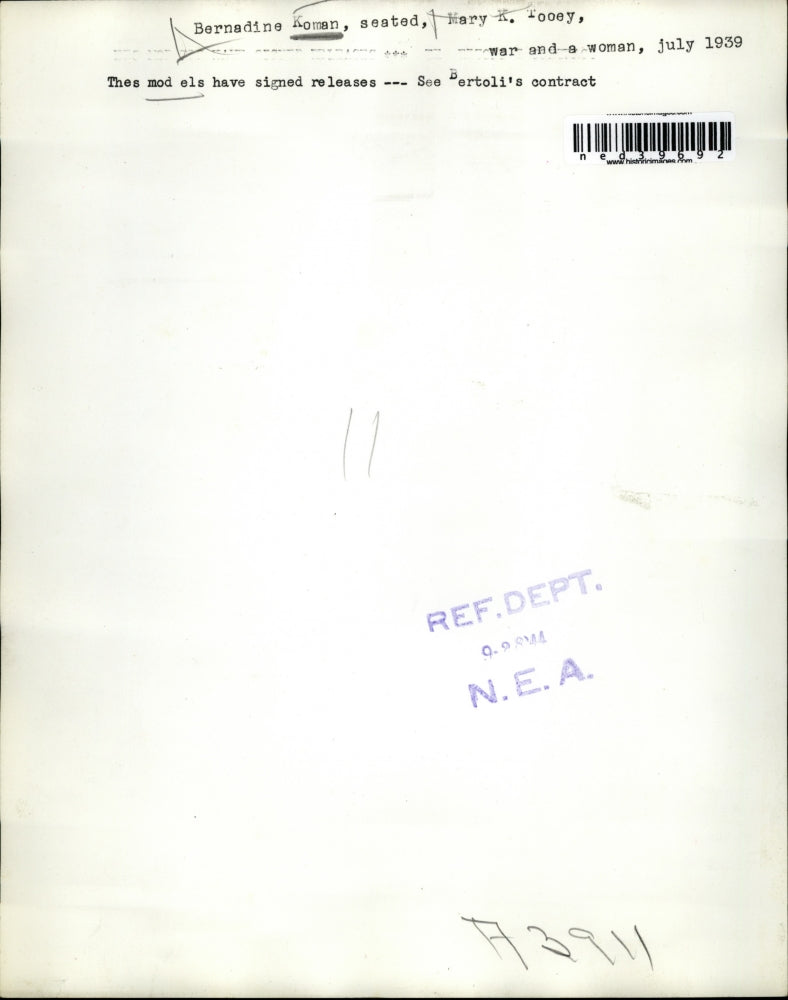 1944 Press Photo War and a Woman, July 1939,