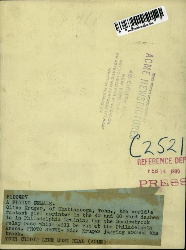 1930 Press Photo Olive Kruger, World's Fastest Girl