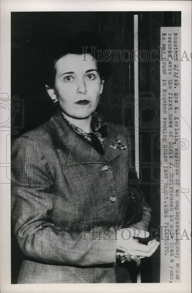 1949 Press Photo Kerlein, employee of an employment agency whose