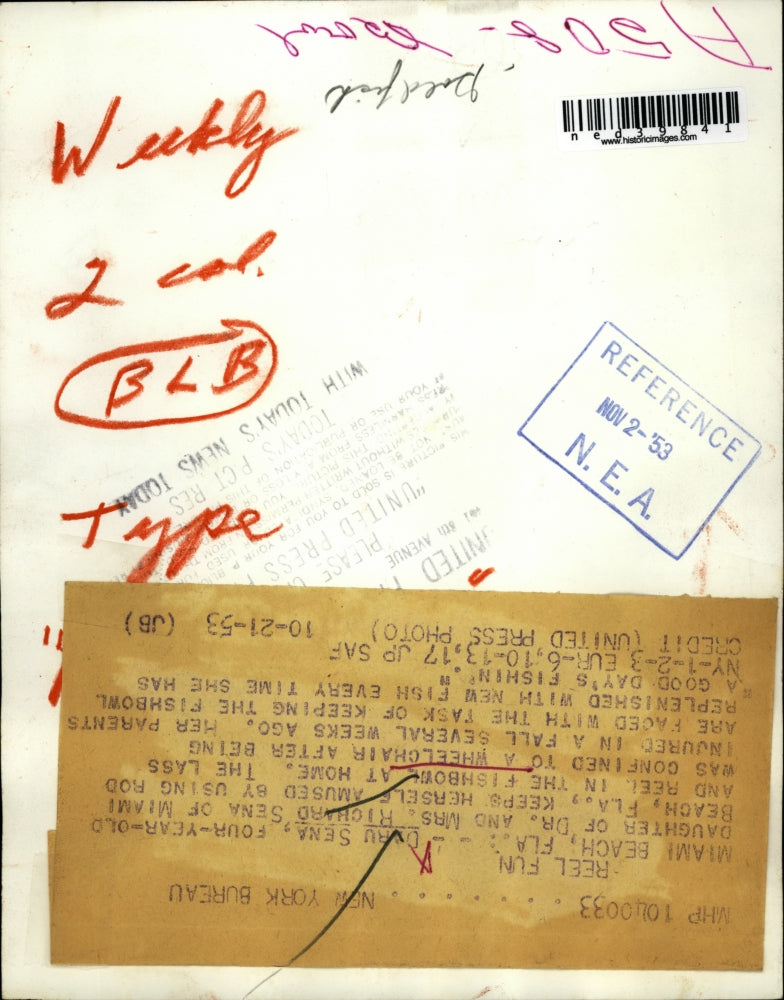 1953 Press Photo Daru Sena, 4 year old daughter of Dr. and Mrs. Richard Sena