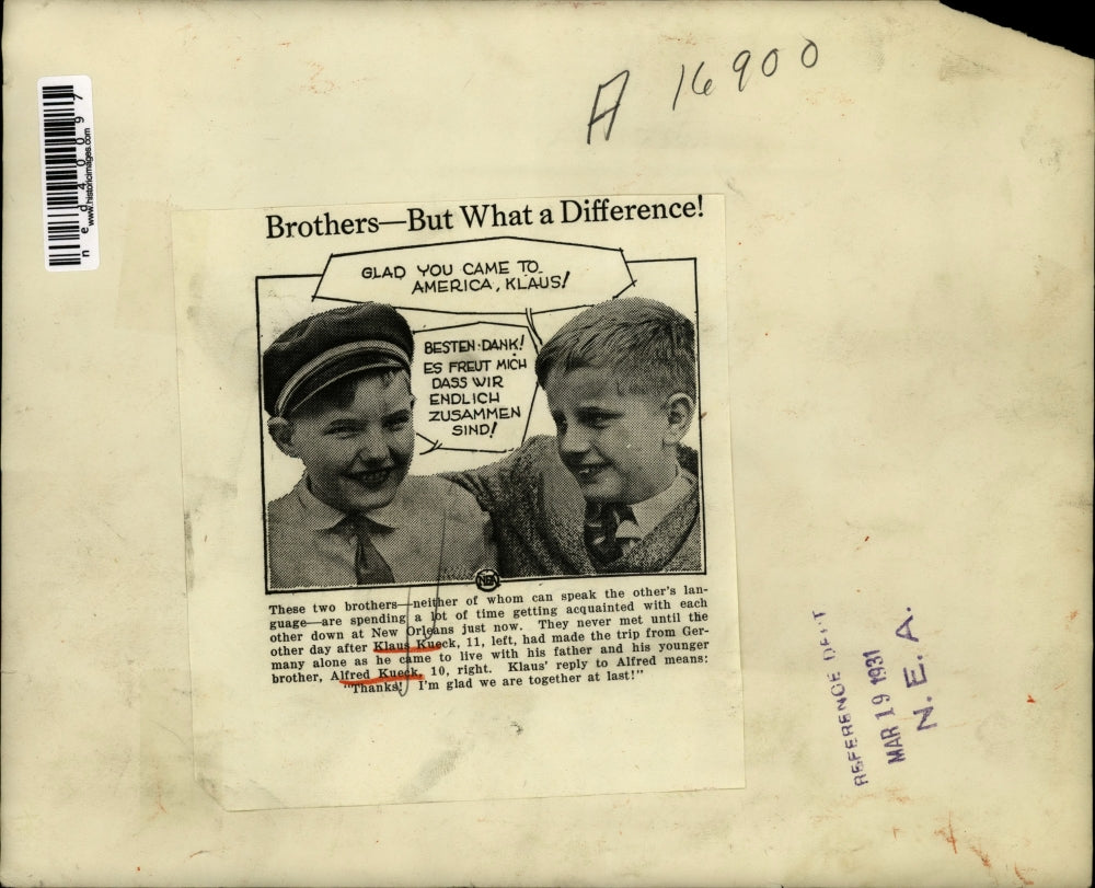 1931 Press Photo Brothers Klaus Kueck and Alfred Kueck