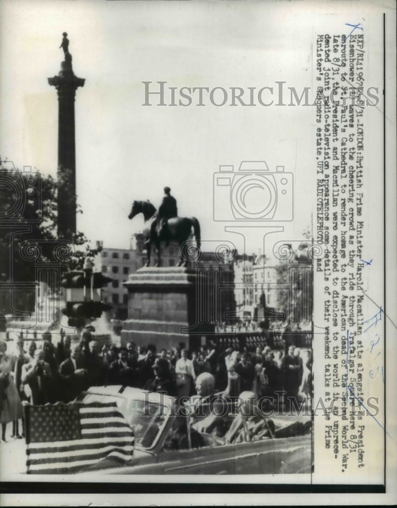 1959 Press Photo London British Prime Minister Harold Macmillan sits alongside