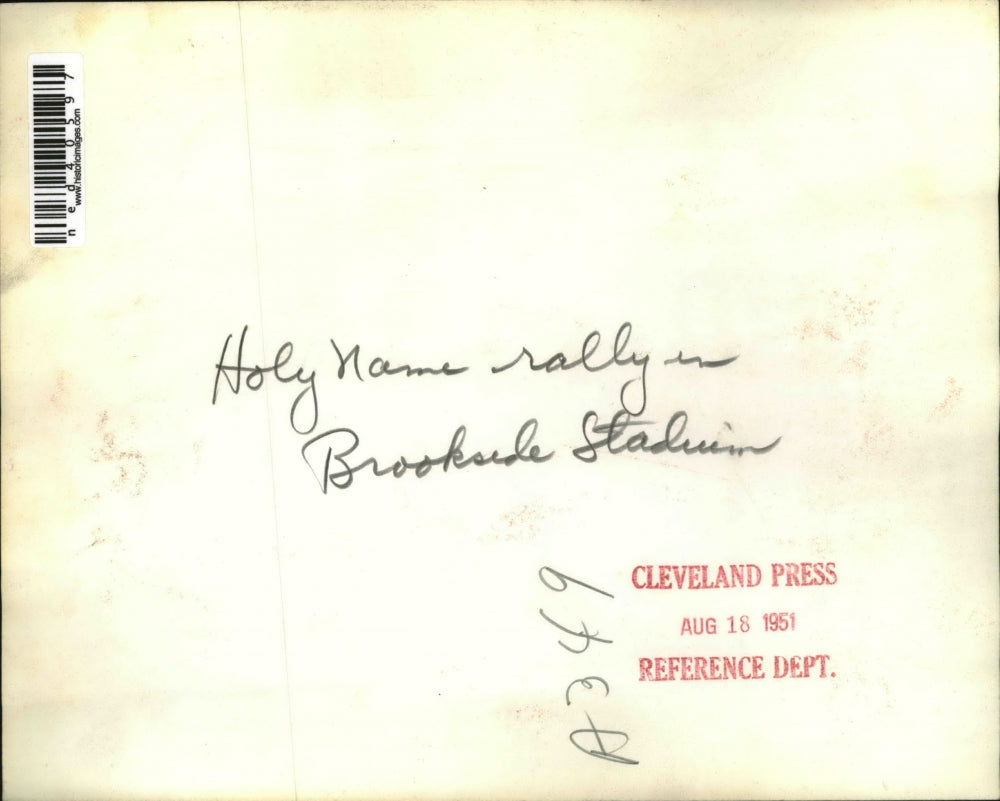 1951 Press Photo Holy Name Rally in Brookside Stadium