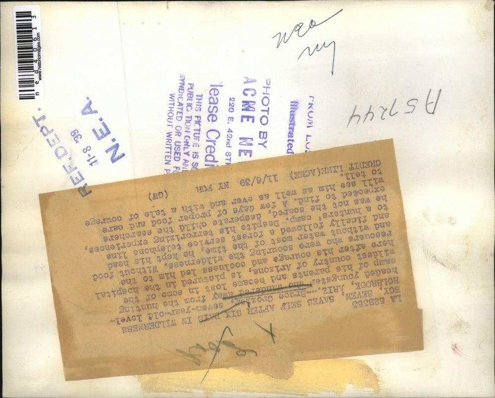 1939 Press Photo Bruce Crozier in the hospital after he was rescued