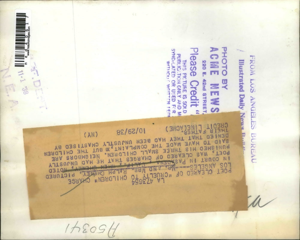 1938 Press Photo Mr. and Mrs. Ralph Cheney in court in Pasadena, Califonia