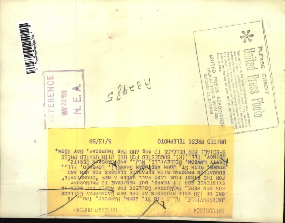 1958 Press Photo Tim St John male student at MacMurray College