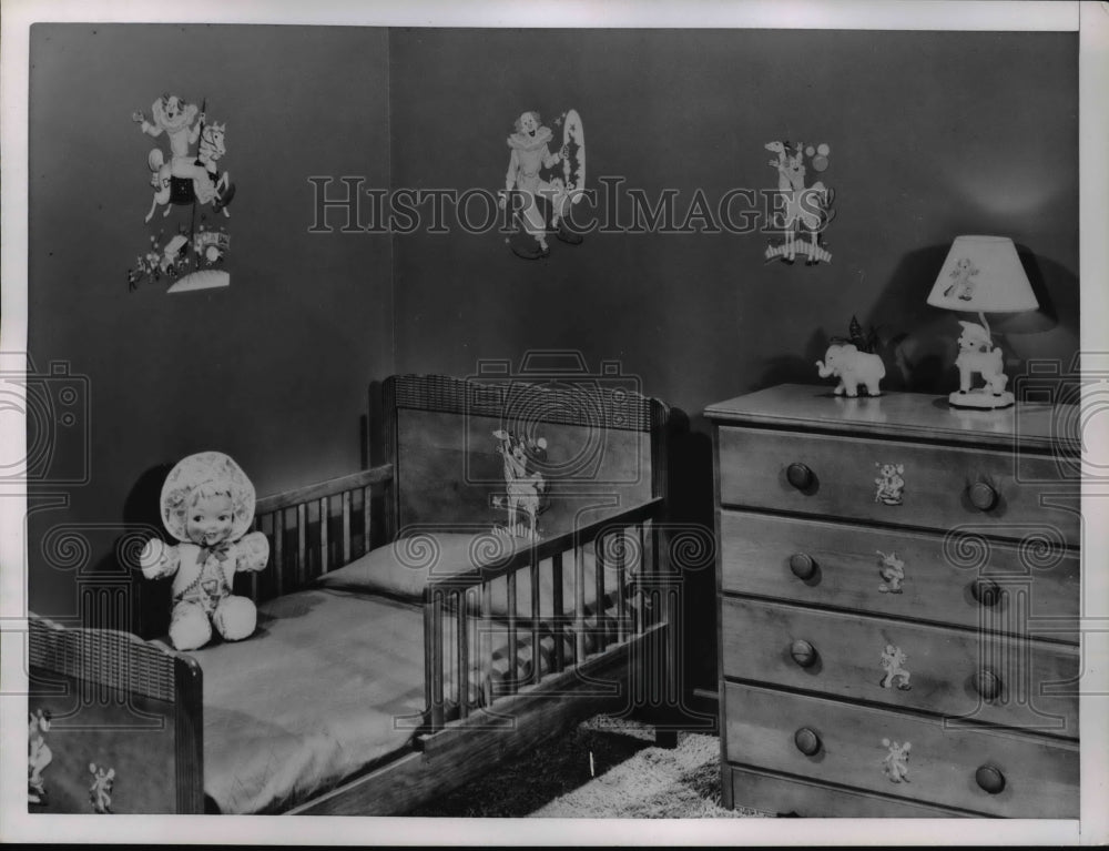 1953 Press Photo Nursery room