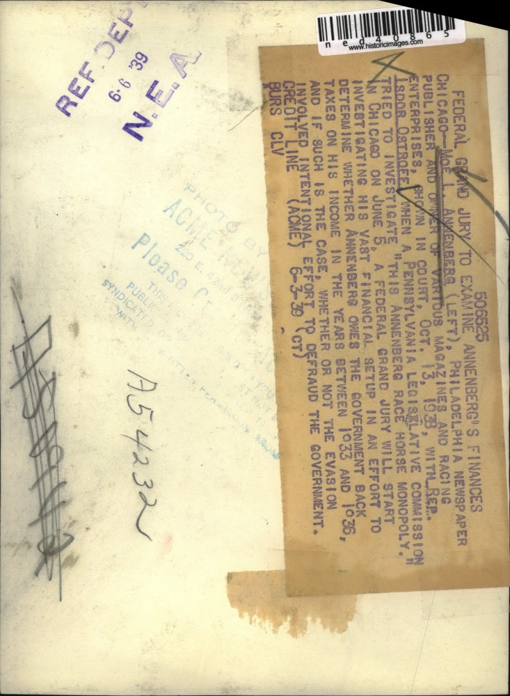 1939 Press Photo Chicago Moe Anneberg Philadelphia Newspaper publisher shown in