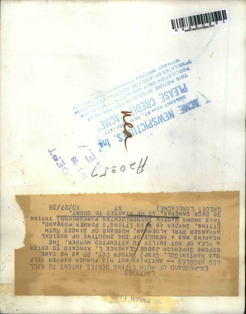 1938 Press Photo Ex husband of Ruth Etting, Martin Snyder comes before judge