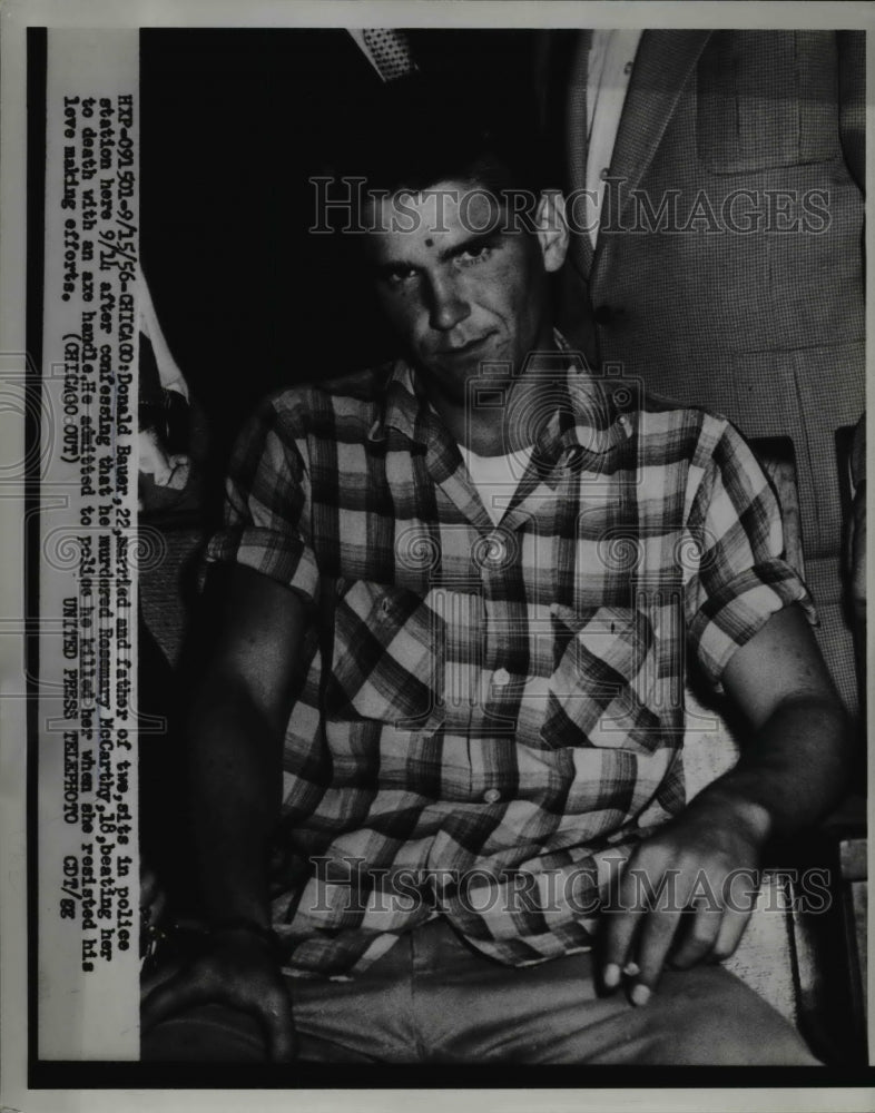 1956 Press Photo Donald Bauer After Confessing To Murder of Rosemary McCarthy