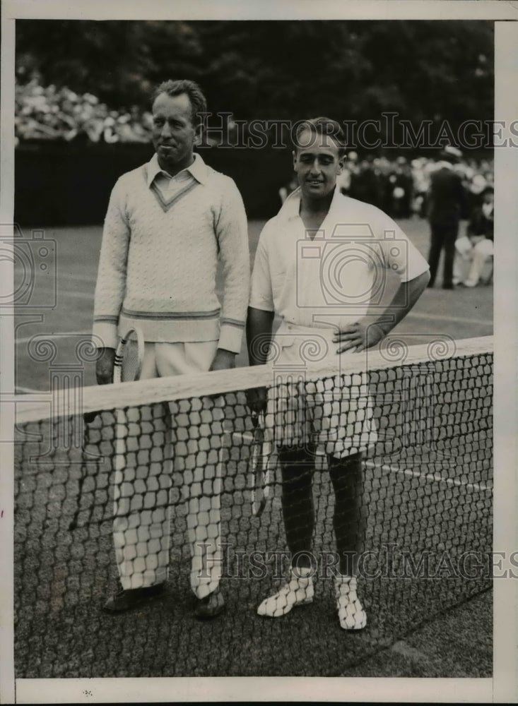 1936 Press Photo Wilmer Allison and Adrian Quist at First Cup Match