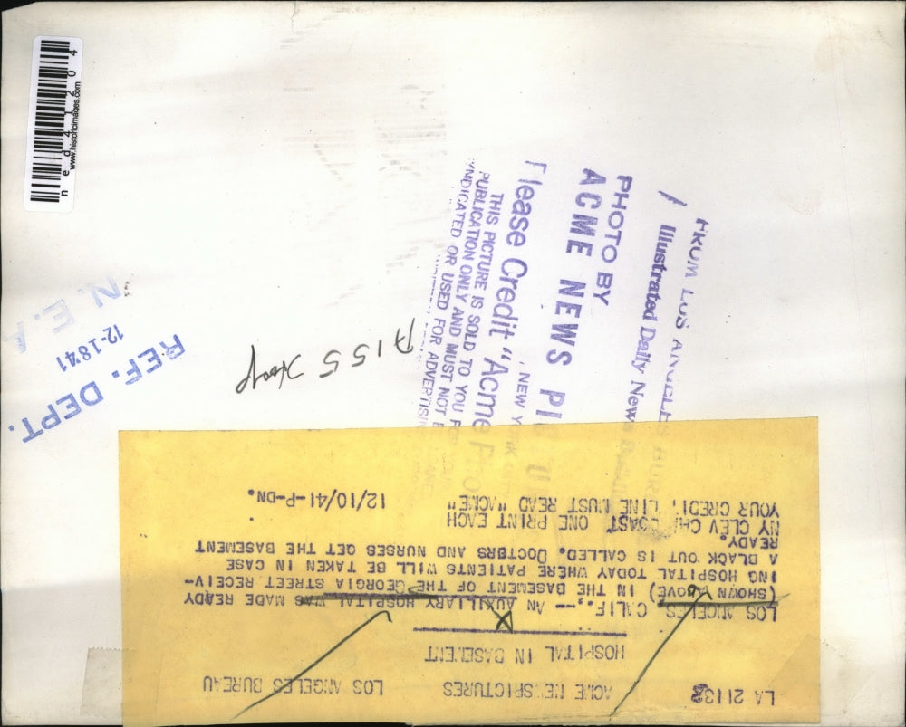 1941 Press Photo Secondary Hospital being prepared in case black out is called