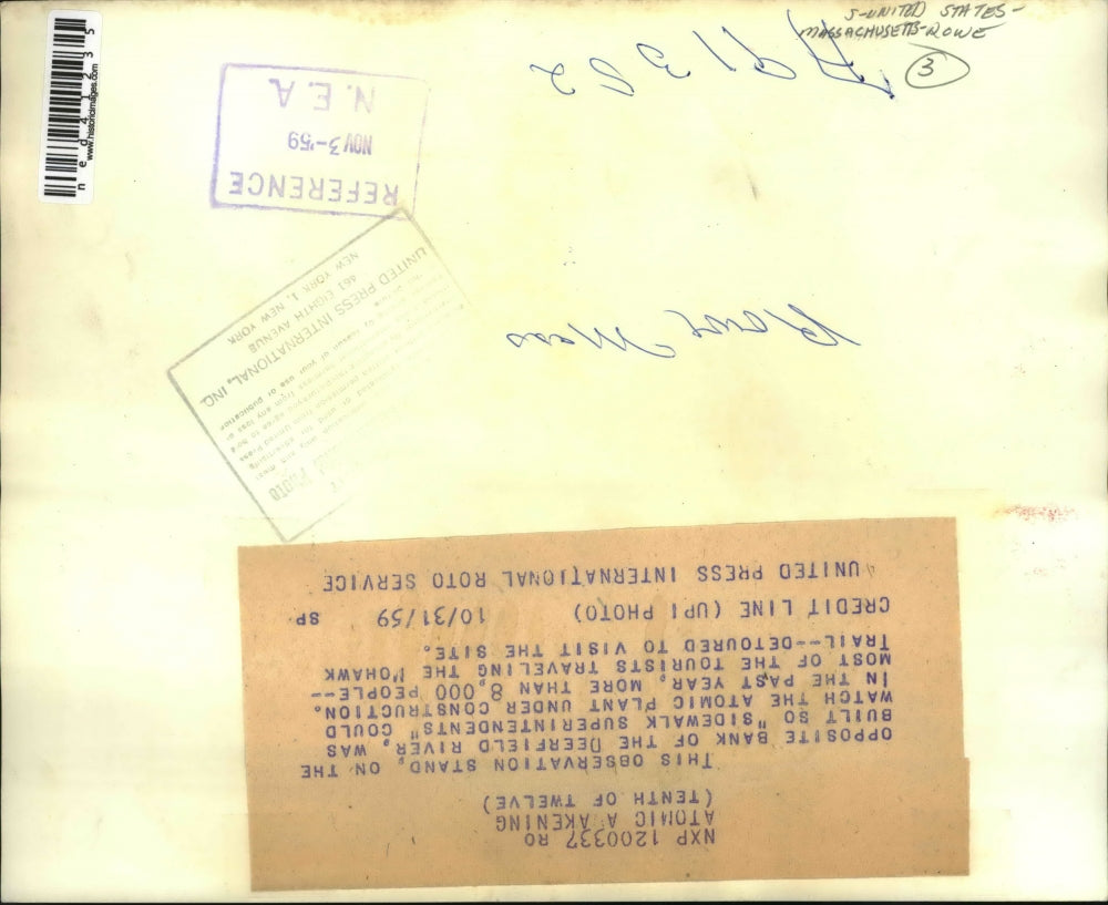 1959 Press Photo Atomic Plant Observation Stand Near Deerfield River