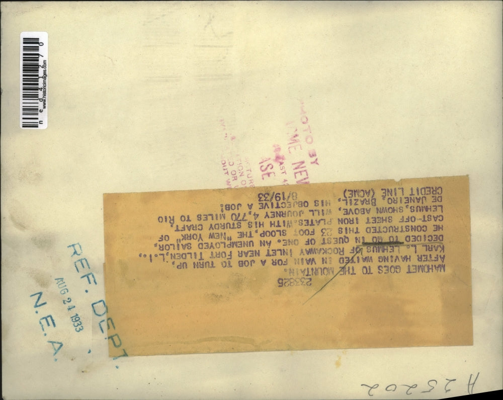 1933 Press Photo Karl Lehmus constructed the 23 foot sloop, the New York