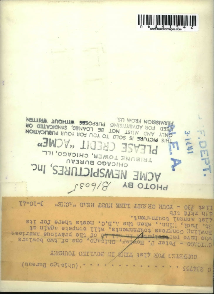 1941 Press Photo Peter P. Howley Competes