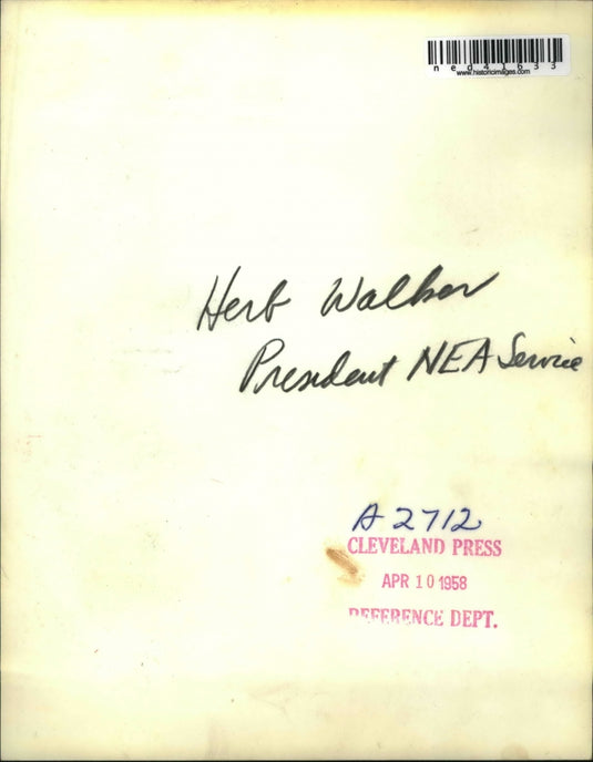 1958 Press Photo Herb Walker President NEA Service