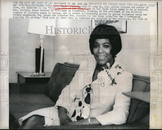 1970 Press Photo New York  Mrs Gussie Sanford wife of Army Lt Col Albert Sanford- Historic Images