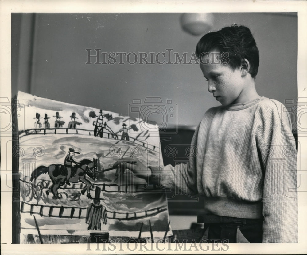 1948 Press Photo Anthony Ballenger's "Clear Track" Painting