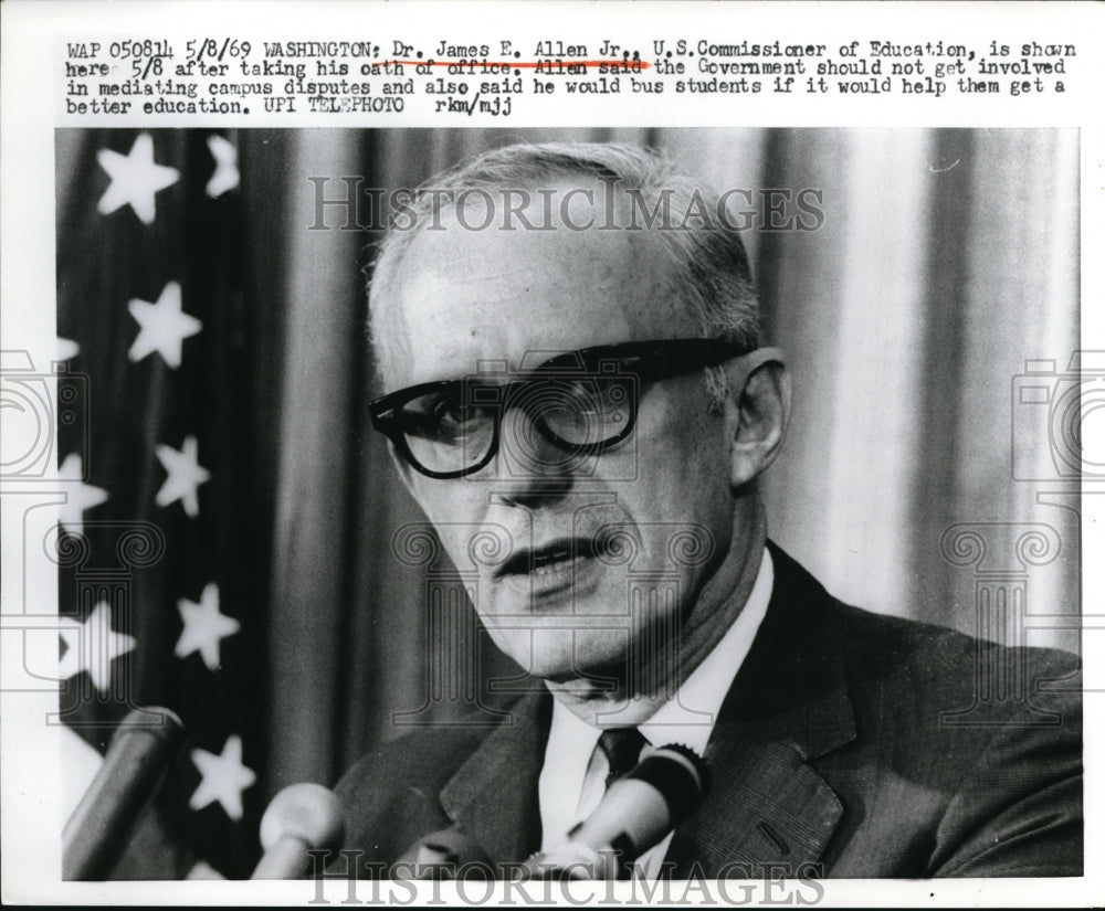 1969 Press Photo Dr. James E. Allen Jr. as US Commissioner of Education