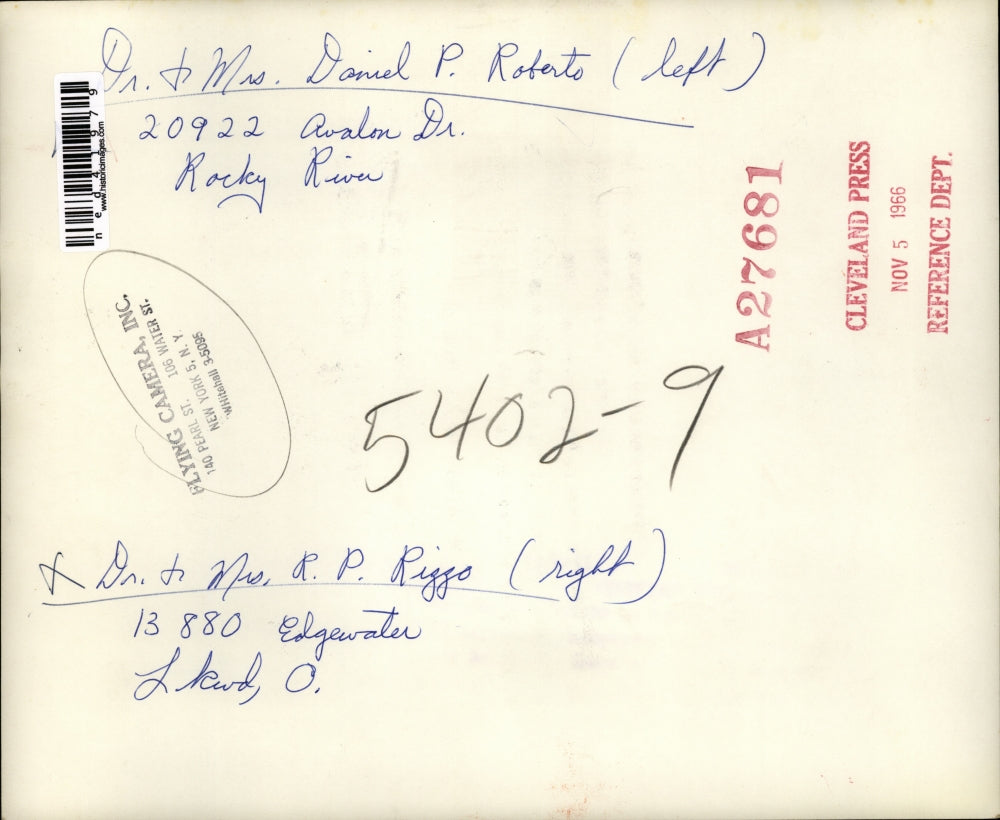 1966 Press Photo Dr. & Mrs. David P. Roberto and Dr. & Mrs. R.P. Riggo of Ohio