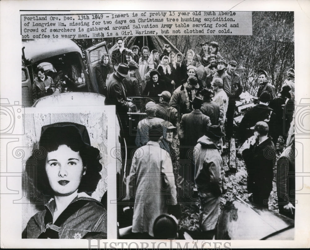 1949 Press Photo Portland Ore Insert is of Ruth Aberle missing for 2 days on
