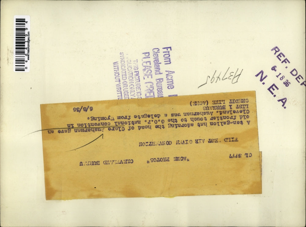 1936 Press Photo Clare Ausherman gives an old frontier touch to the GOP