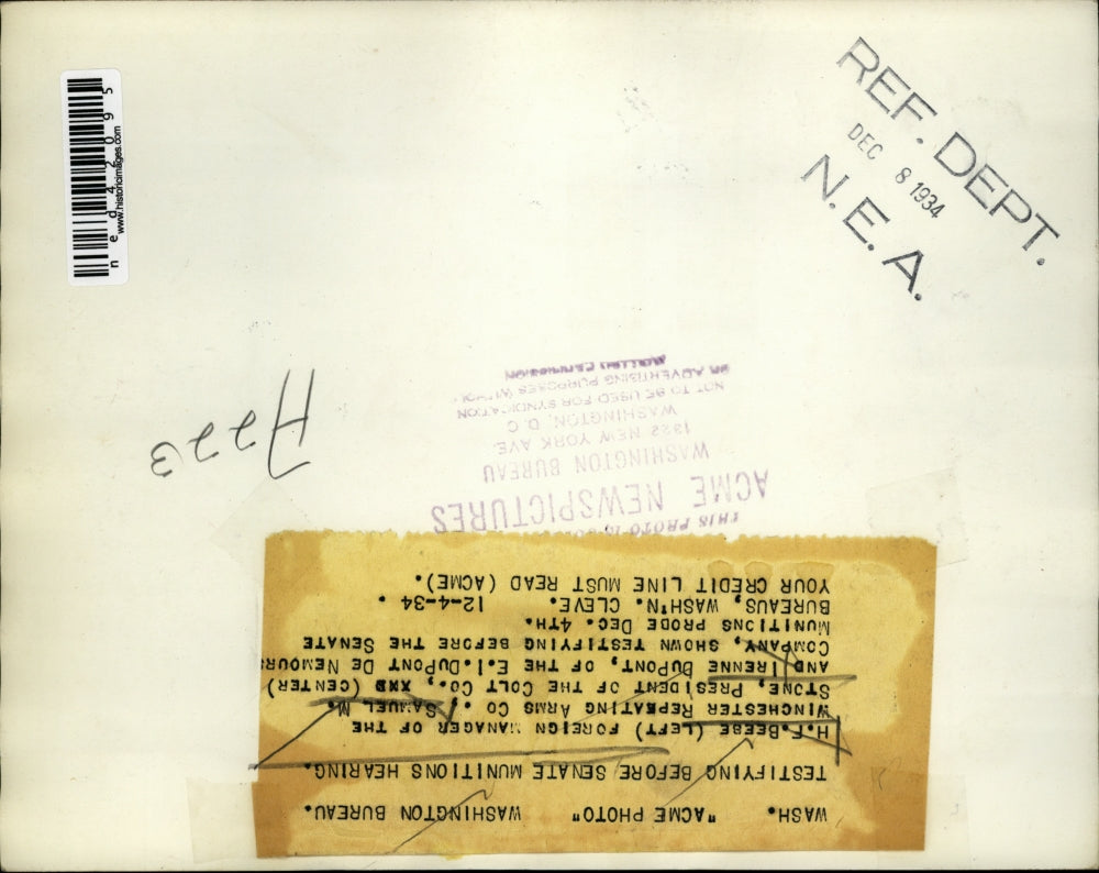 1934 Press Photo H. F. Beebe left Foreign Manager of the Winchester Repeating