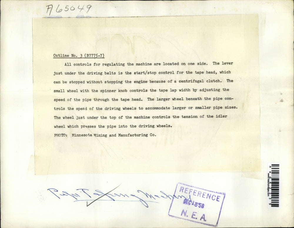 1958 Press Photo Machine's Controls