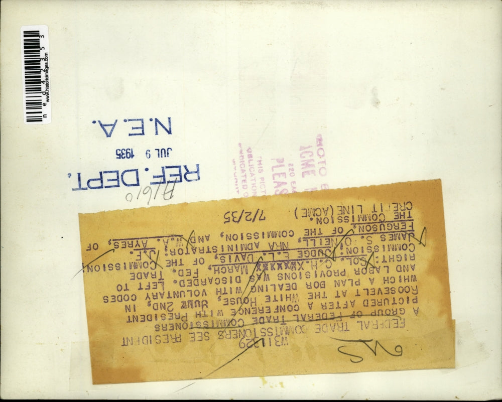 1935 Press Photo Federal Trade Commissioners At White House After Conference