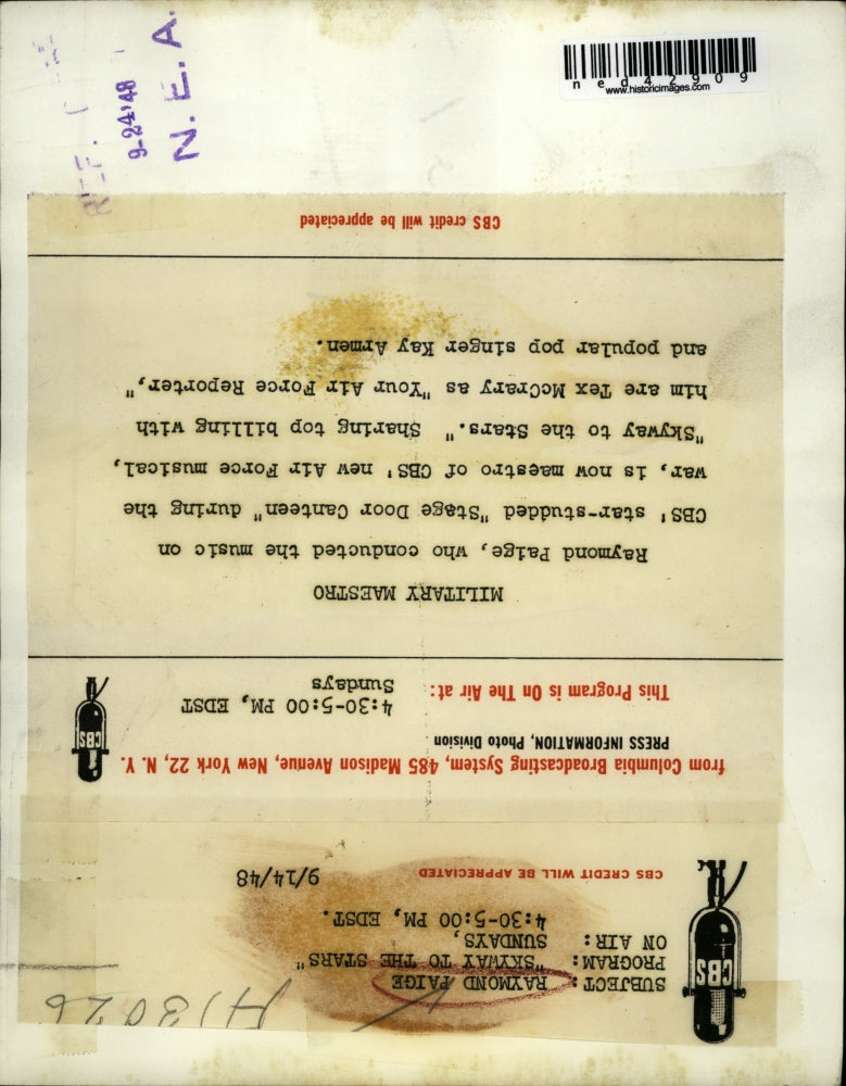 1948 Press Photo Raymond Paige wrote the main theme for "Stage Door Canteen"