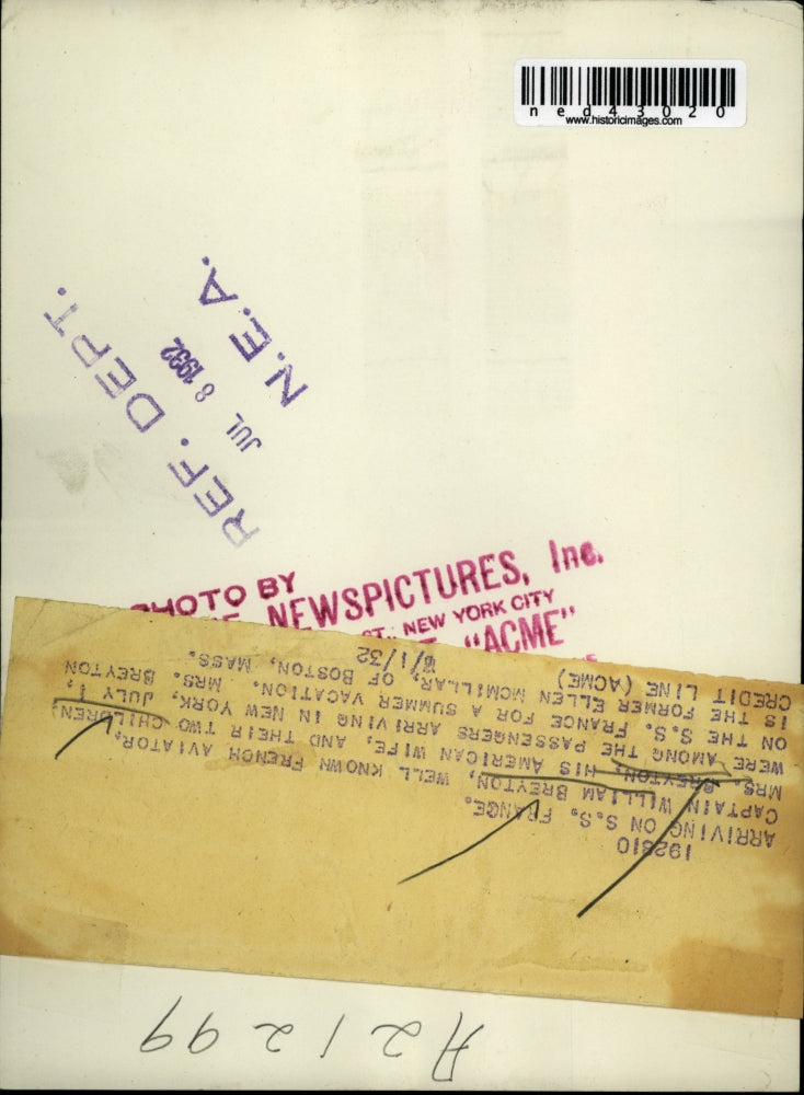 1932 Press Photo Captain William Breyton With Wife And 2 Children