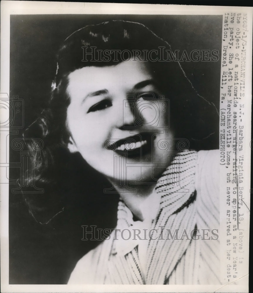 1948 Press Photo Barbara Virginia Berry Become The Object Of Nationwide Search