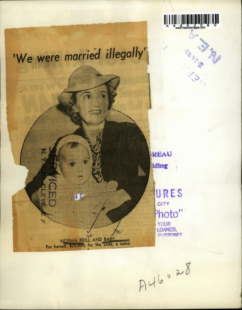 1940 Press Photo Norma Brill and Baby
