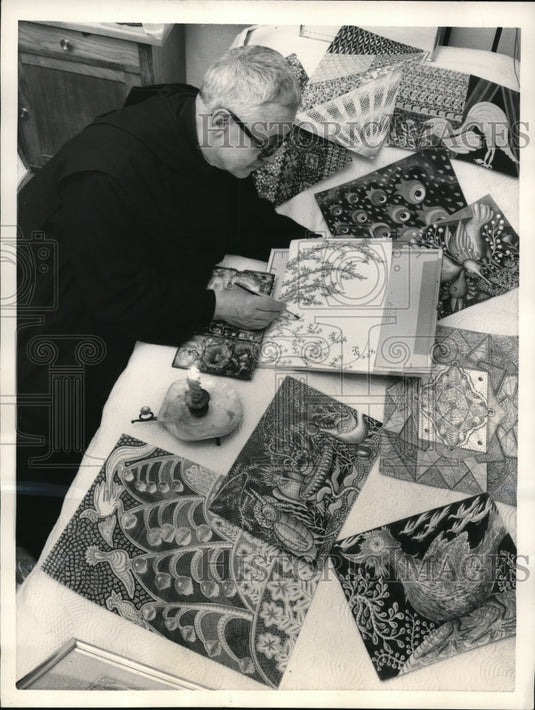 1959 Press Photo Rev. Mauro Maria Santolini, The Artist-Priest