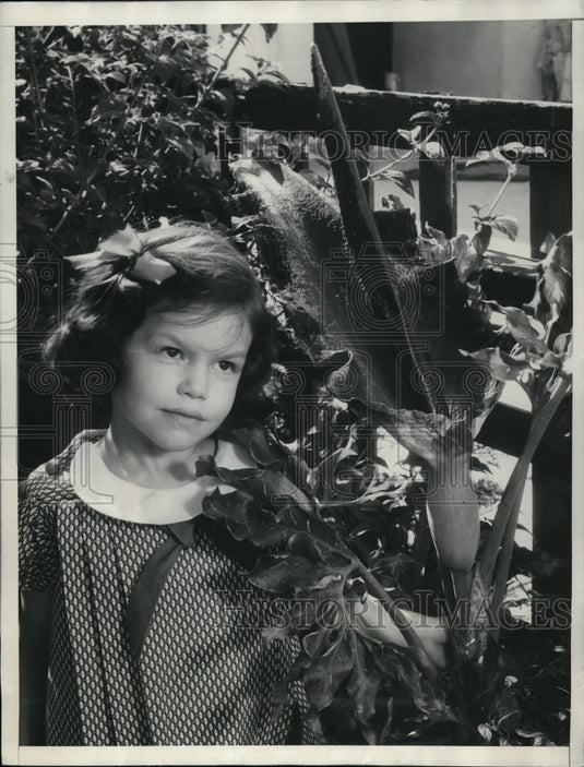 1936 Press Photo Annabelle Elliott with Black Lily at their garden in L.A.