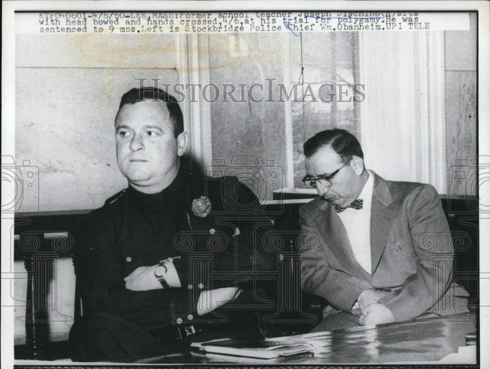 1960 Press Photo Former School Teacher Joseph Dischinoch, at his trial for
