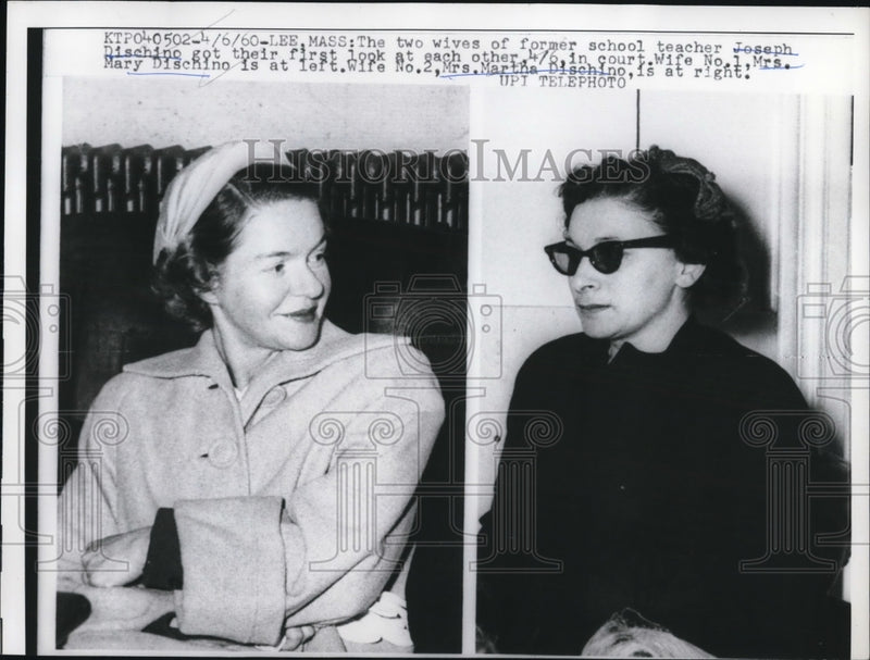 Load image into Gallery viewer, 1960 Press Photo Two wives of former school teacher Joseph Dischino in court,
