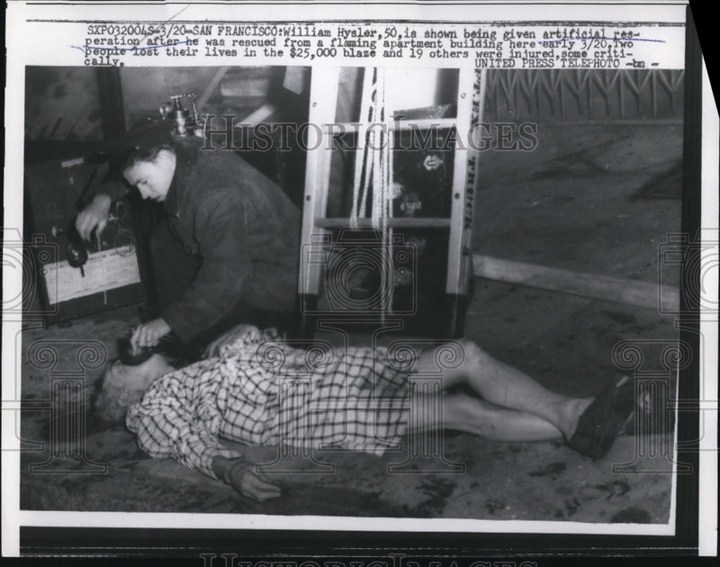 Load image into Gallery viewer, 1957 Press Photo William Hysler being given artificial resperation

