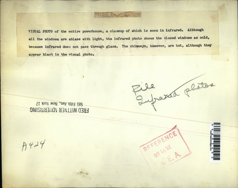 1957 Press Photo A black visual photo of the power house, infrared photo.