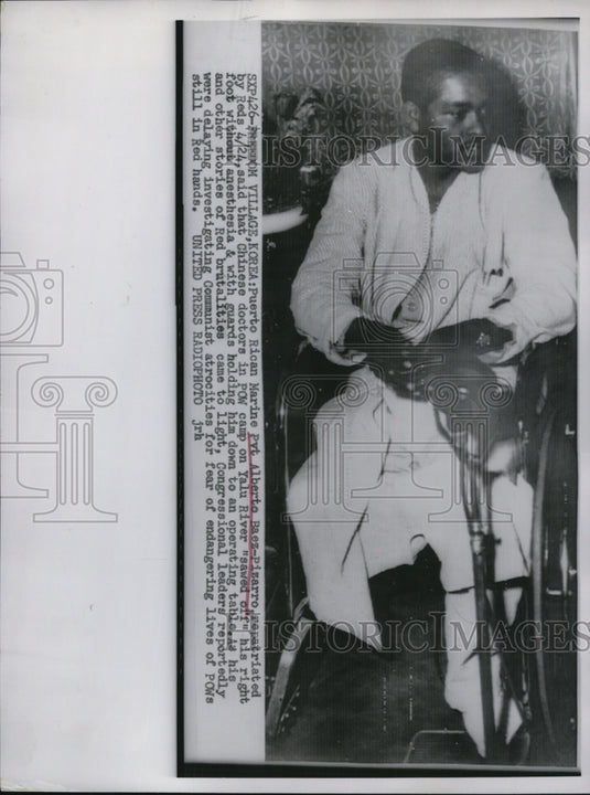 1953 Press Photo Pvt Alberto Baez-Pizarro, puerto rican marine.