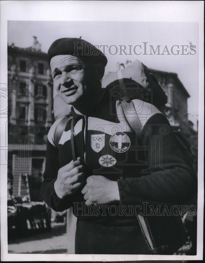 1955 Press Photo Ignace Ruegg Hopes To Reach Melbourne Before Olympics Starts