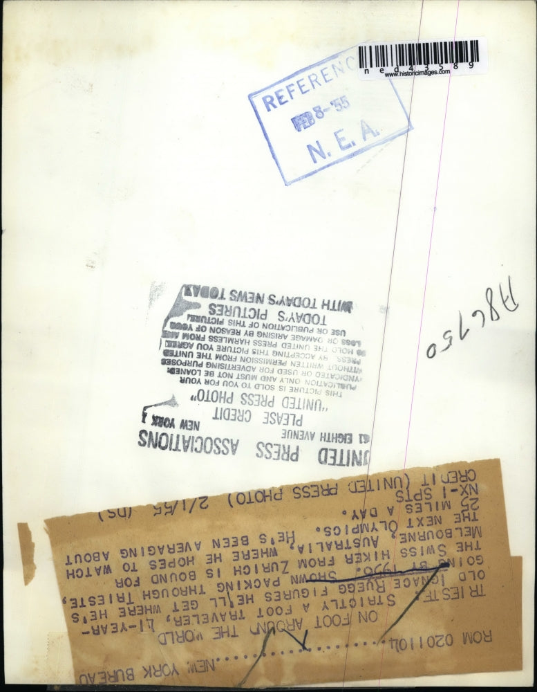 1955 Press Photo Ignace Ruegg Hopes To Reach Melbourne Before Olympics Starts