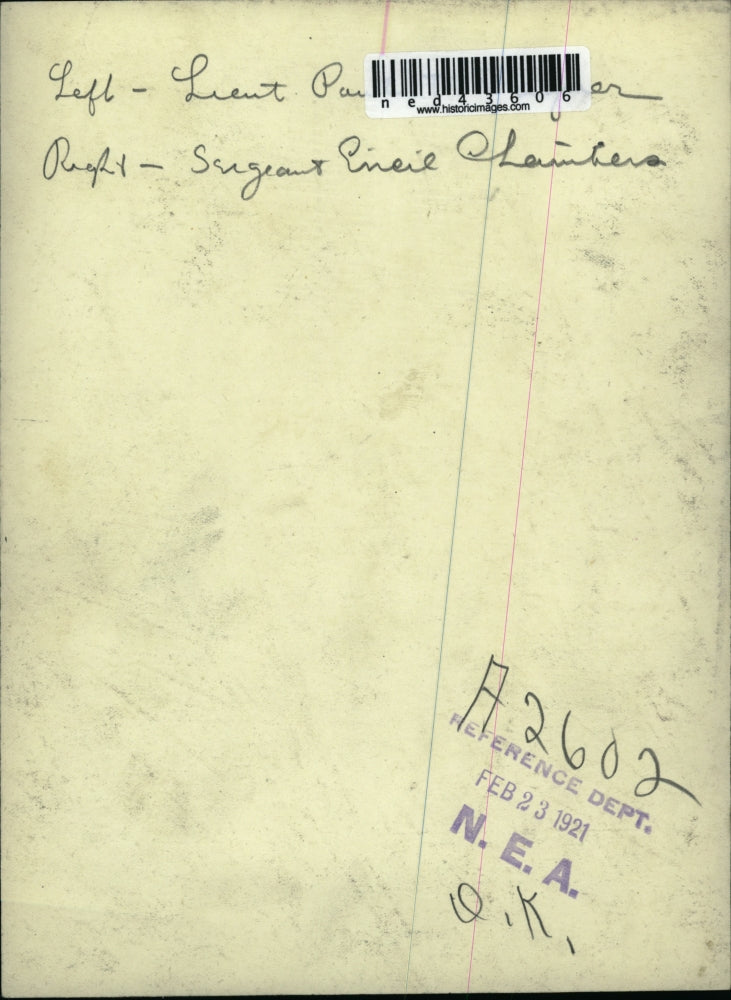 1921 Press Photo Lieut. P. & Sargent O'Neil Chambers