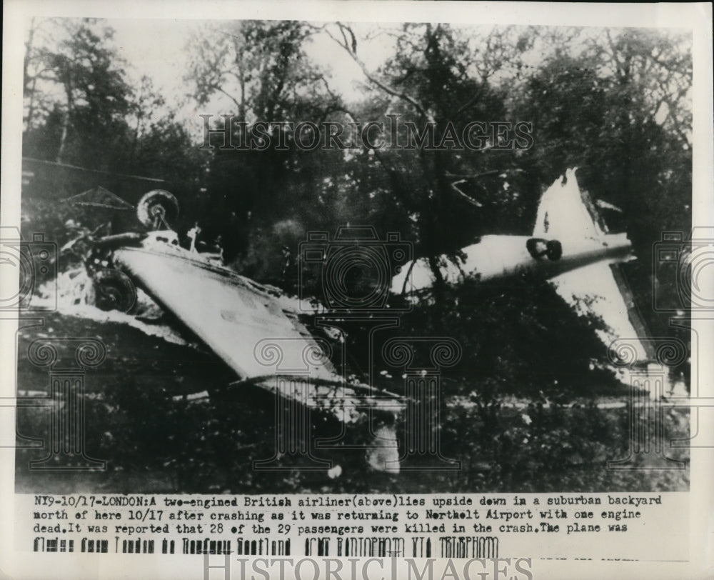 1950 Press Photo British Airliner After Crashing Into Suburb North of London
