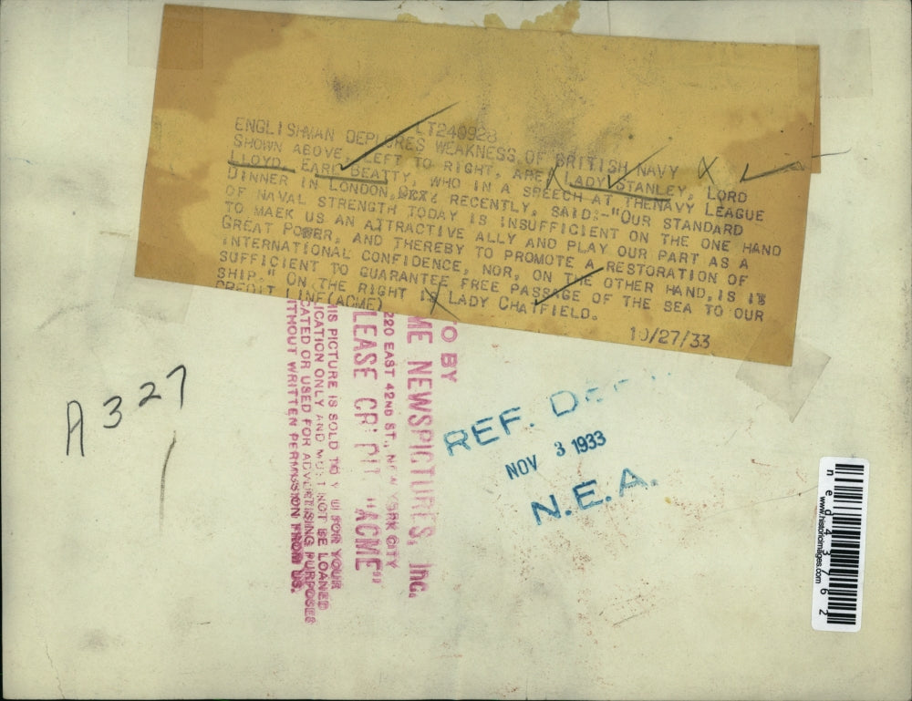 1933 Press Photo Lady Stanley, Lord Lloyd, Earl Betty and Lady Chatfied