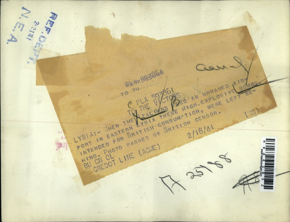 1941 Press Photo High Explosive Bombs left behind in an unnamed airport in Lybia