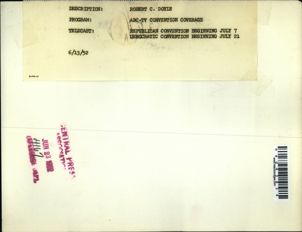 1952 Press Photo Robert C.Doyle at ABC-TV Convention Coverage