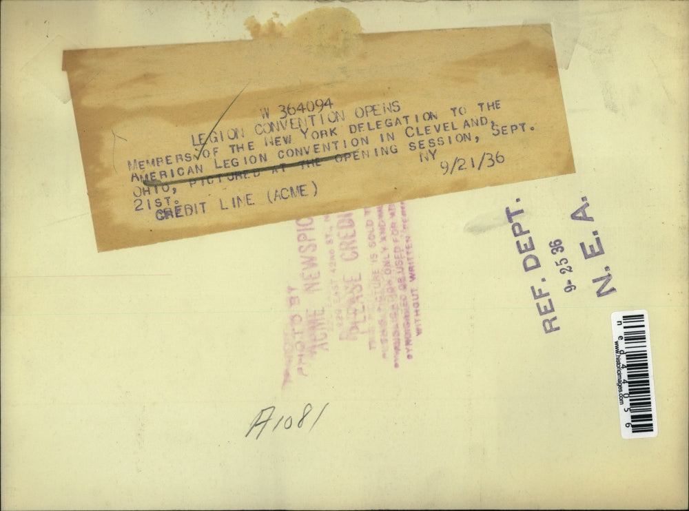 1936 Press Photo American Legion New York Delegation At Cleveland Convention