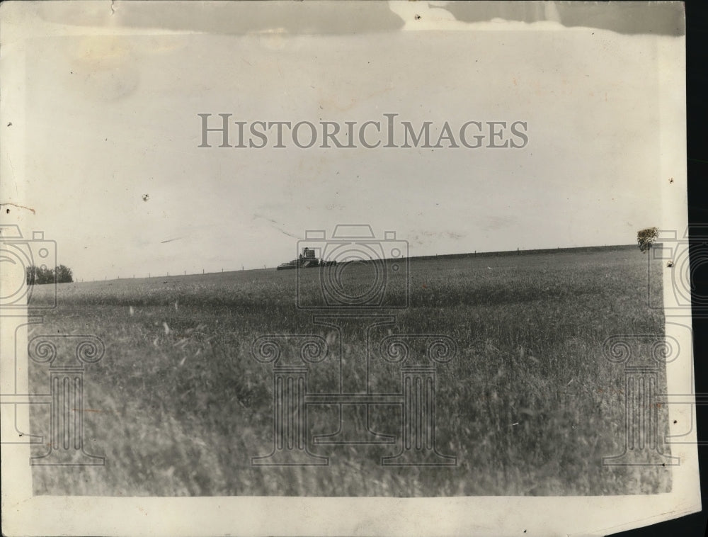 1927 Press Photo A strange monster plowing through a sea of golden grain the