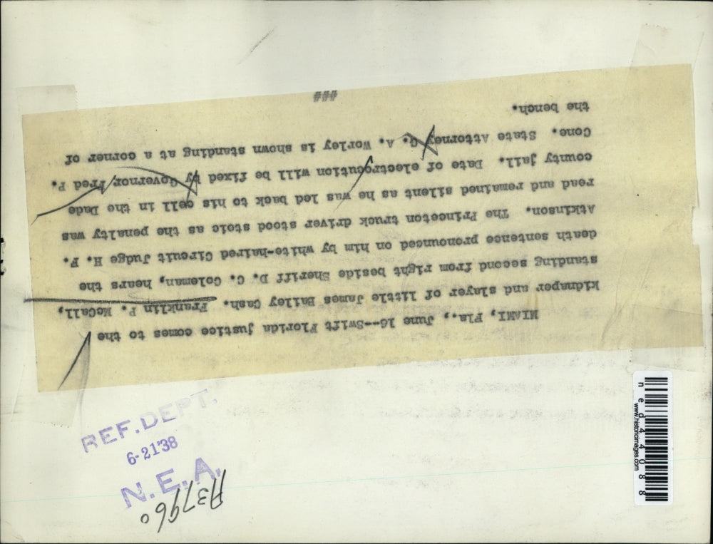 1938 Press Photo Franklin F McCall Sentenced To Death For Kidnapping, Killing